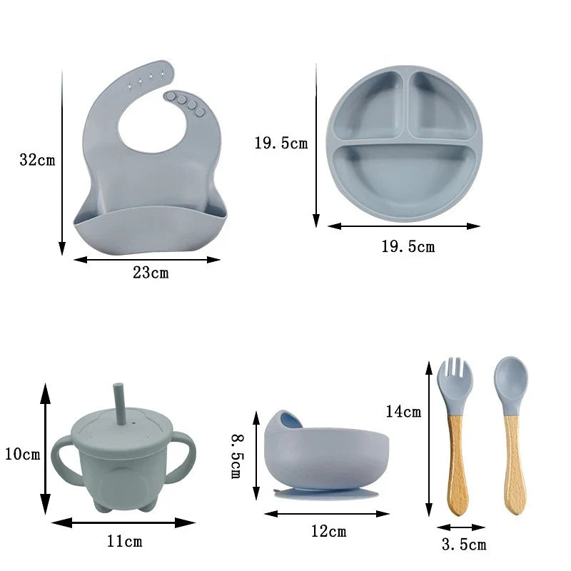 Baby/Toddler 6-8 Piece Silicone Tableware Set
