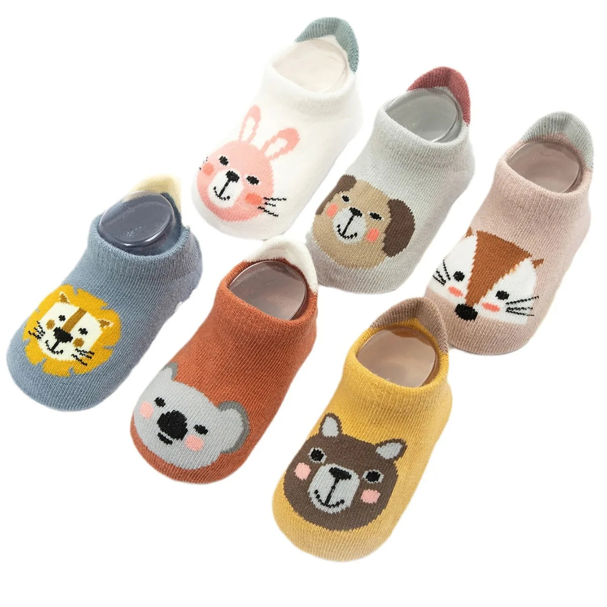 6 Pairs/Lot Cotton Baby Anti-slip Boat Socks