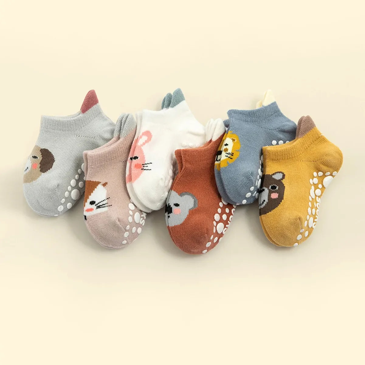 6 Pairs/Lot Cotton Baby Anti-slip Boat Socks